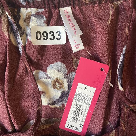 Xhilaration Women Dress L Plum Floral Wrap Dress Ruffle Sleeveless - Picture 2 of 10